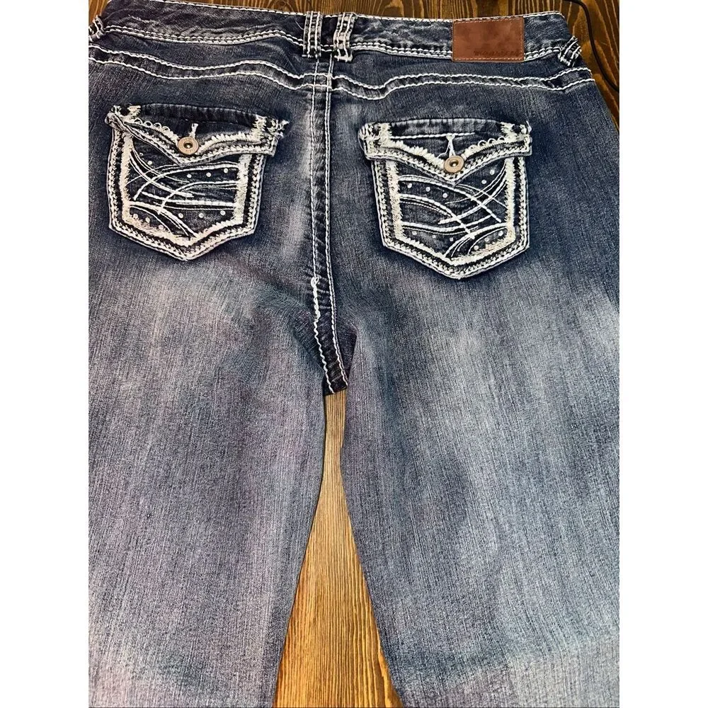 Maurices Womens Bootcut Jeans 14 medium Wash Heavy Stitch Stretch - Picture 9 of 9